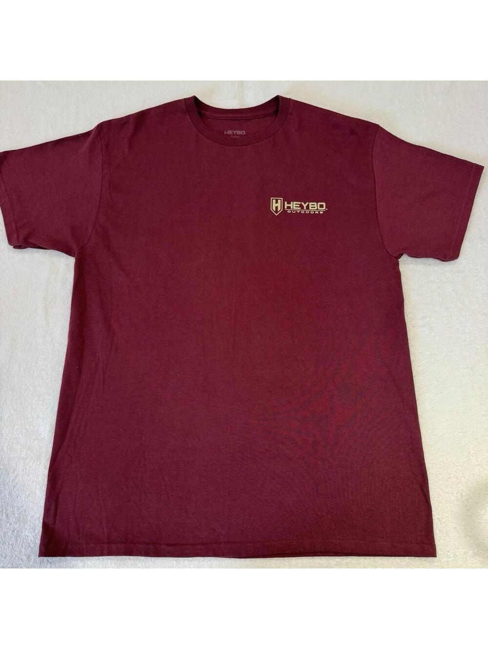 Heybo Outdoors T-Shirt Large Short Sleeve Maroon Graphic Print Labs Dogs Hunting